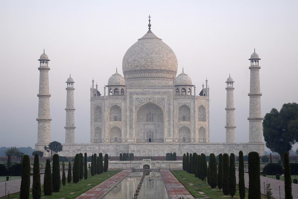 The Taj Mahal was built in 1653 in the city of Agra, India. It was commissioned by Shah Jahan as a devotion to his most beloved wife, Mumtaz Mahal.